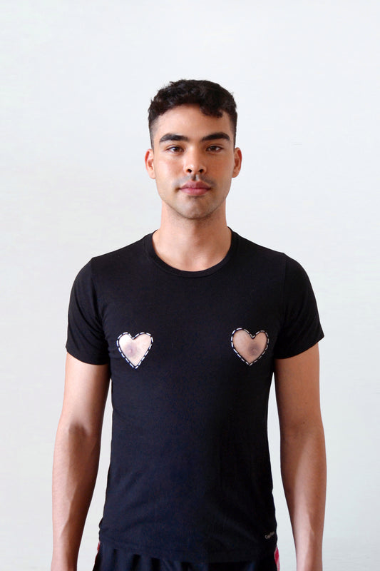 Short Sleeve Tee with Heart Cutouts